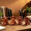 Rustic Highland Cow Ornament, Terracotta Color 3D Printed Cow Statue, Cute Highland Cow Figurine for Home Desk Shelf Farmhouse Decor