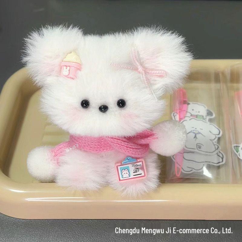 

Плюшевая кукла-щенок ручной работы, подарочный набор на день рождения, из шерсти, с кроличьим мехом и шениллом, для девушки