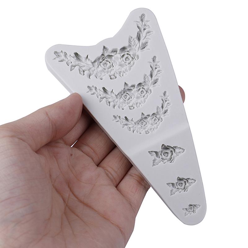 Růže květina girlanda Silikonová forma dort Border šperky svatební dekorace nástroje