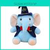 Plush Elephant Toy For Kids Soft Cartoon Sleeper Pillow With Wizard Hat And Bow Decor