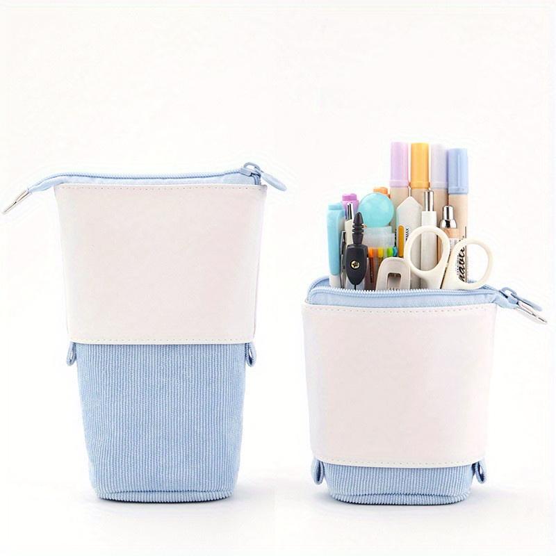 Creative Retractable Pencil Case School Stationery Storage Bag Solid Color Pen Case Cute Pen Holder Gifts for Pen Bag