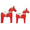 2PCS Hand Painted Swedish Dala Horse Red Wooden Horse Figurine  Home Decoration