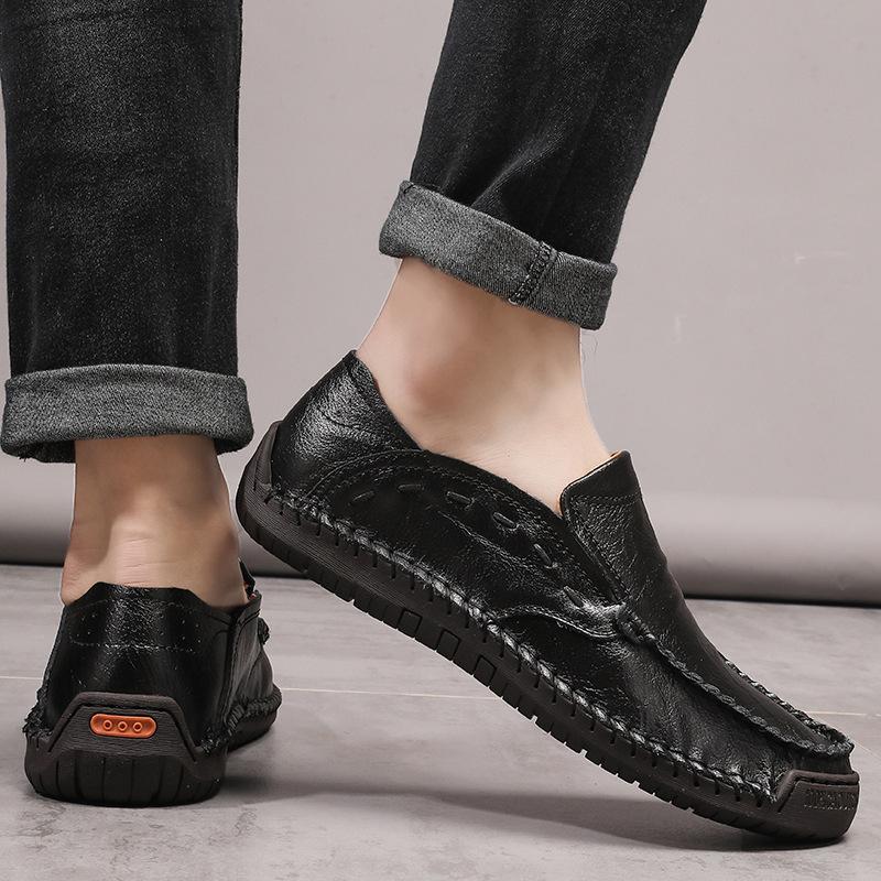 Spring and Autumn New Casual Leather Shoes Men's Genuine Leather Slip-on Men's Driving Soft Leather Soft Bottom Plus Size Men's Shoes Trend