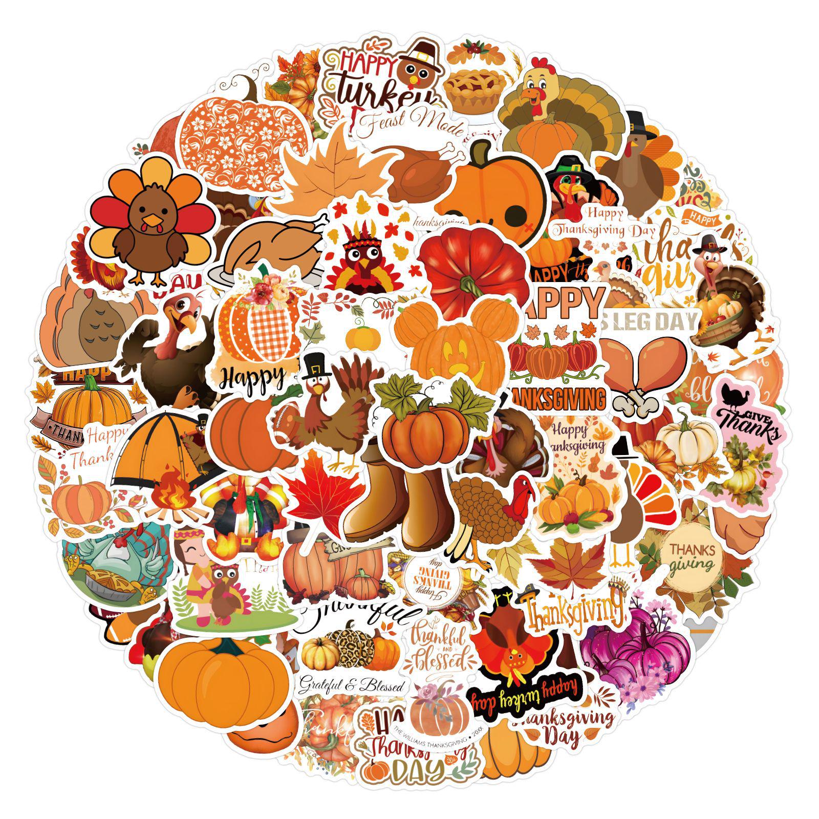 

110 Cartoon Stickers for Thanksgiving & Easter: DIY Graffiti for Computers, Phones, Luggage, Scooters