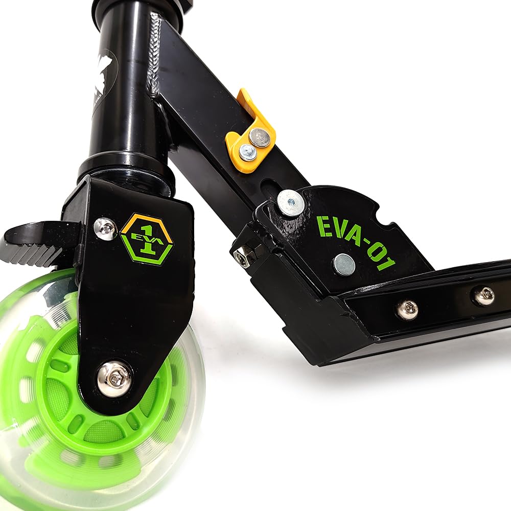 JD RAXOR LED Evangelion Modell Sparkesykkel for Barn fot perfekt for barneskole EVA MS-202B (med brems/håndbrems/2 hjul/sammenleggbar/4-tommers