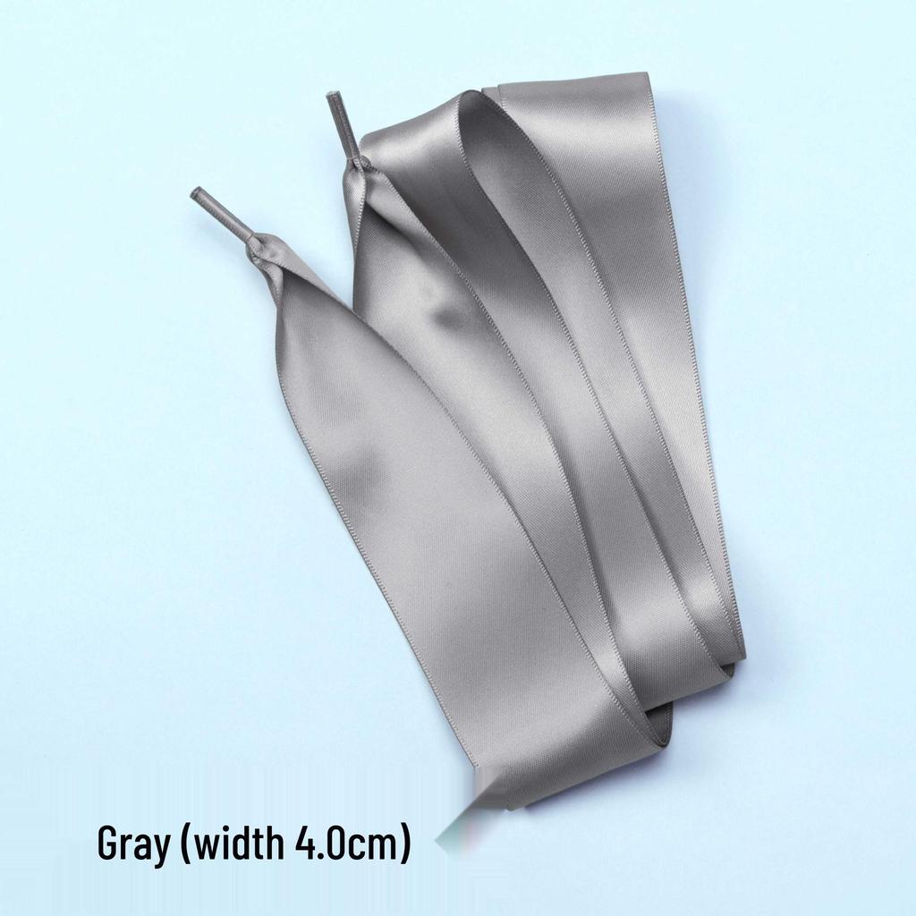 Silk Satin Ballet Bow Shoelaces, 4.0CM Double-Sided Bright White Ribbon Shoelaces