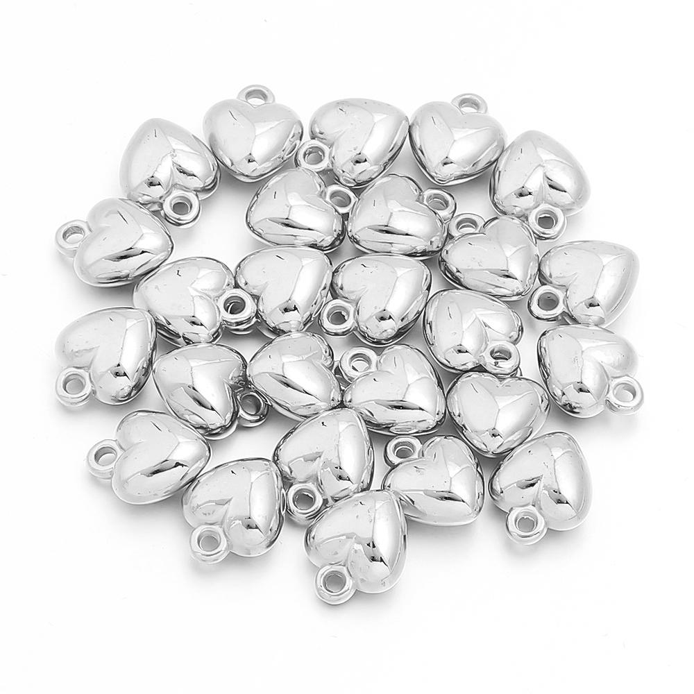 100pcs/lot Gold Color Heart Charms CCB Plastic Charm Beads For Jewelry Making DIY Bracelet Earring Necklace Pendant Accessories