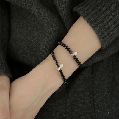 Modernlike Silver 925 Onyx Black Pearl Bracelet 5mm