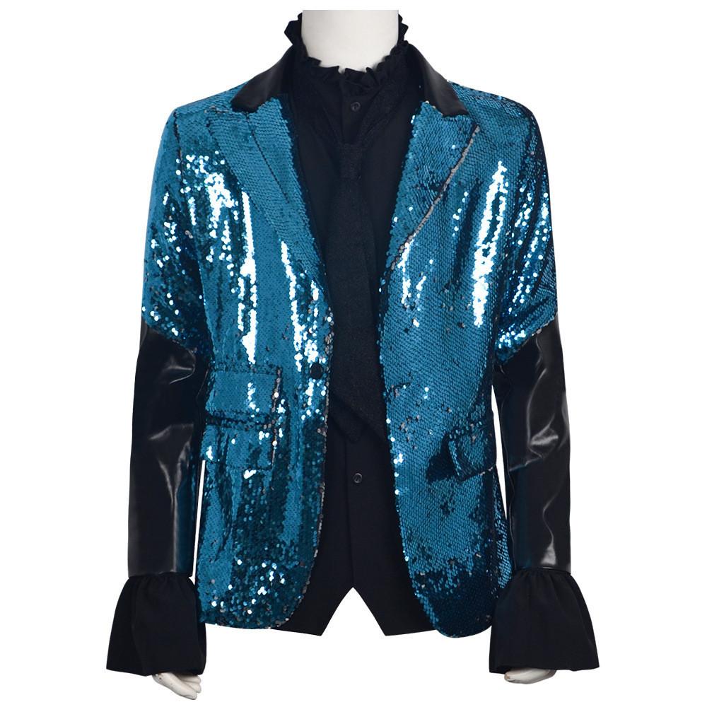 Cosplay kostým skupiny Ghosts pro muže s flitrovaným oblekem na Halloweenskou párty a vystoupení