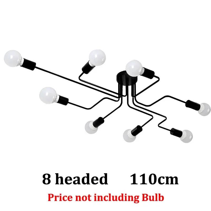 Vintage 3 5 8 Pipes Ceiling Lamp Retro Black Chandeliers Light Iron Loft Lustre Classic Living Dining Room Luminaire Home Decor