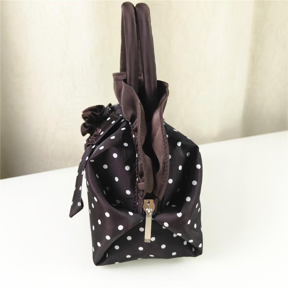 Portable Bowknot Handbag Lightweight Polka Dots Purse Fashion Nylon Top Handle Handbag Summer