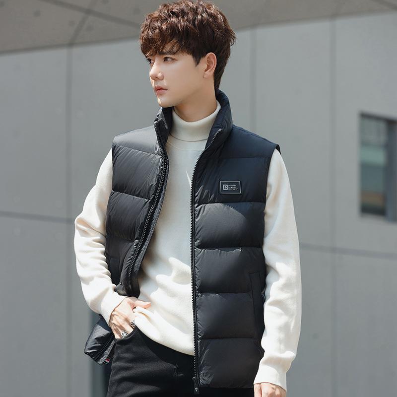Autumn and Winter New Style Simple and Versatile Down Vest Men's Youth Fashion Warm Vest Trendy Down Vest