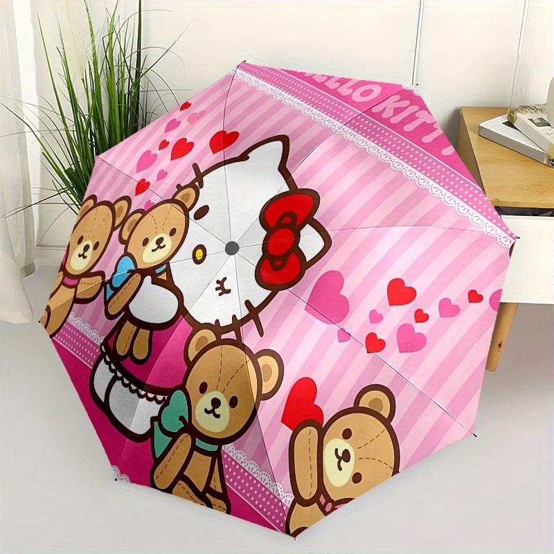 

Hello Kitty,Teddy Bears Automatic Folding Umbrella-Simple 8-Rib Design, Bright Cartoon Pattern, Durable Iron Frame, Suitable For Travel, Out