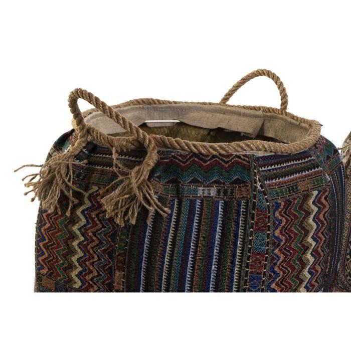 Panier - Boho - Multicolore - 41 x 41 x 40 cm - Lot de 2 - Fibre naturelle