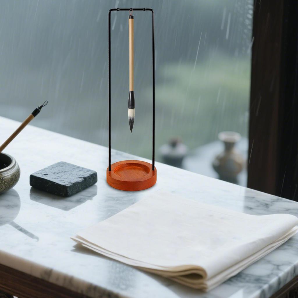 Brush Holder for Calligraphy Pens with Wooden Base Study Space