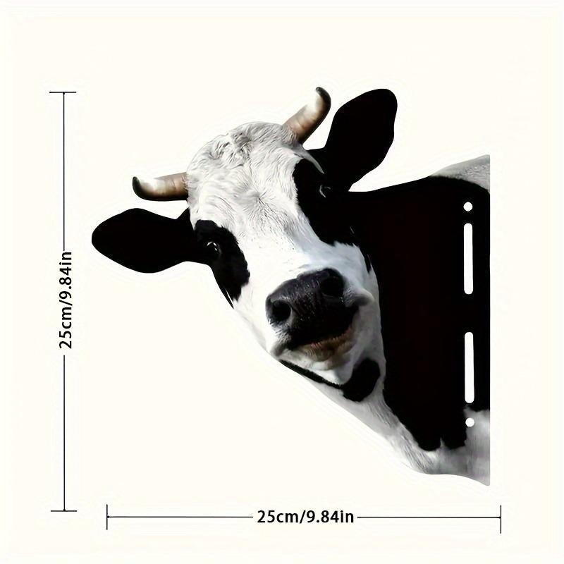 1pc  A Cat-Themed Cow Fence Sign And Wall Decoration - Peeking from Behind a Tree Trunk, a Black And White Farm Animal Sculpture