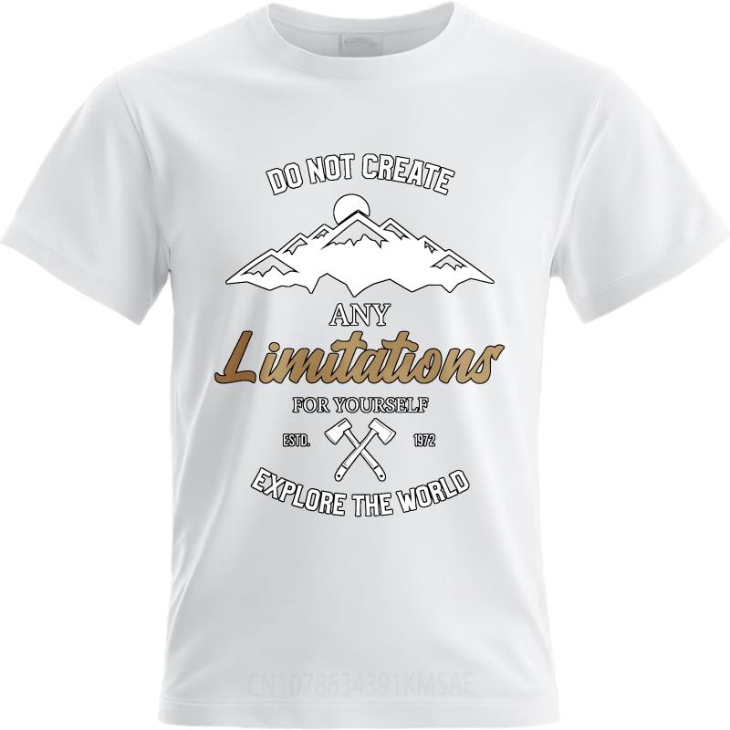 Graphic Summer For Her Tshirt Do Not Create Any Limitations For Yourself Explore The World Short Sleeve Solid Color ONeck