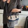 Contrasting Color Retro Small Bowling Bag Niche Design Women's Handbag Simple Commuter Boston Shoulder Pillow Bag