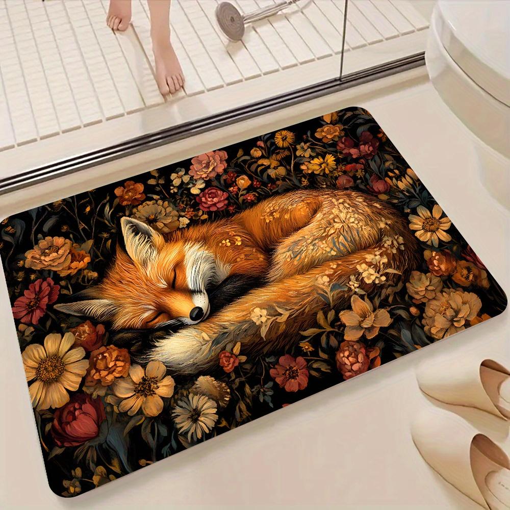 

VIKAMA Sleeping Fox Carpet Warm Doormat Welcome Mat Kitchen Rug Bathroom Mat Rug For Bedroom Carpet For Live Room Home Dec 40X60CM (1.3X2FT