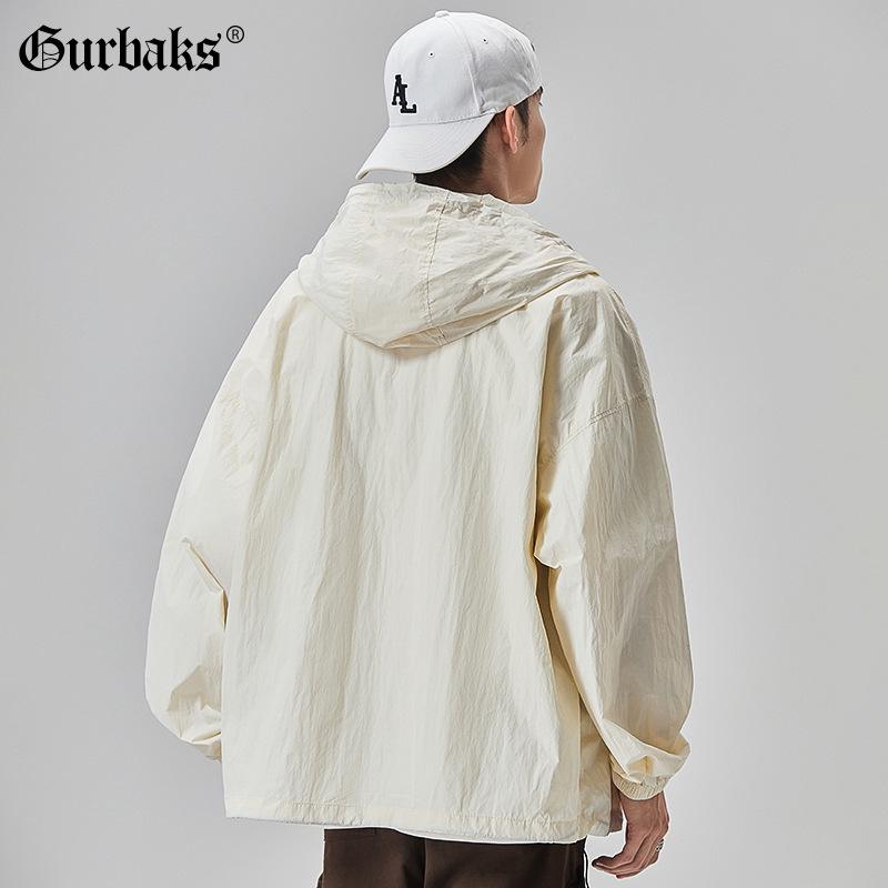 GURBAKS Men's Ice Silk UV Protection Hooded Jacket - Lightweight, Breathable, Summer Sun Protection