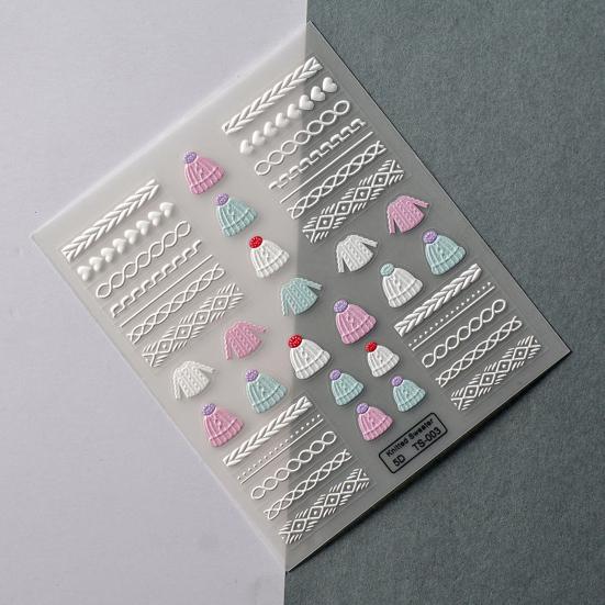 Embossed Nails Art Stickers Creative 5D Engraved Woolen Yarn Pattern Manicure Decals Exquisite DIY Nail Design