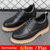 Fashion Genuine Leather Men Casual Shoes Elevator Shoes Height Increased Work Shoes For Man 8CM 6CM Flat Optional Moccasins Taller Male