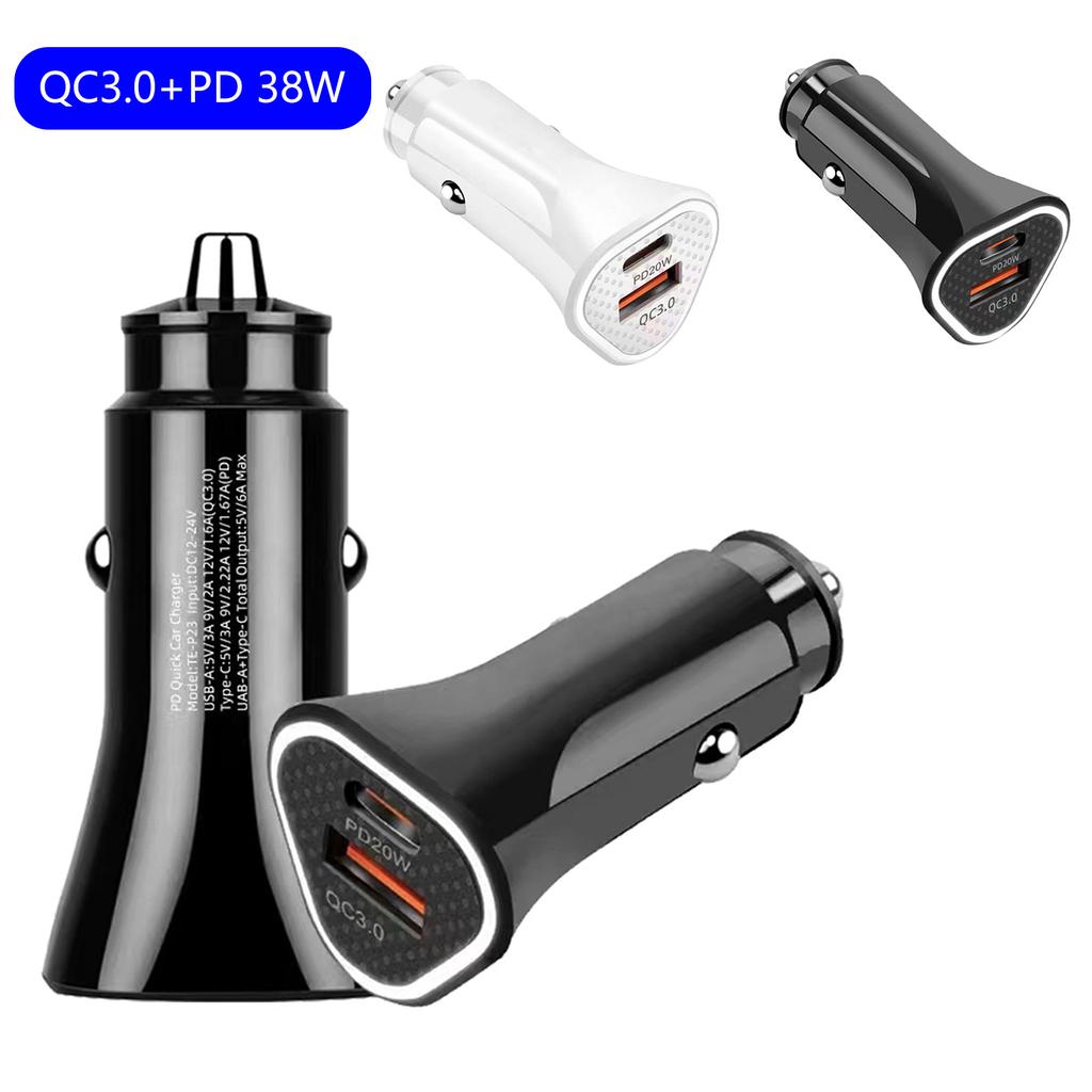 38W Dual Port Car Charger with Intelligent Current Distribution High Power Charger for Fast Charging Multiple Devices