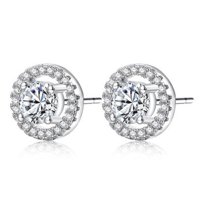 Boucles d'oreilles en Zircon blanc pour femmes, bijoux simples, motif rond creux, perceuse complète, boucles d'oreilles en cristal