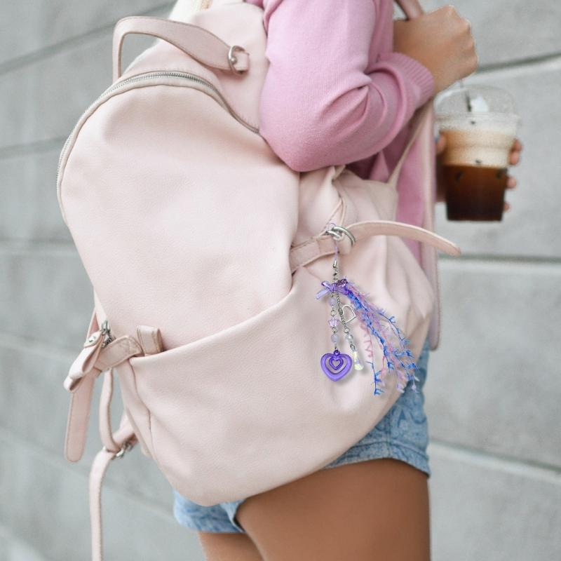 Acrylic Bows Keychain Pendant Multicolor Lace Ribbon Pendant Key Chain Fashionable Decoration for Phones Car Keys Bags