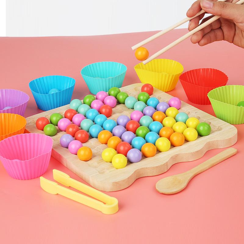 Xiaoxiaole Parent-child Concentration Training Wooden Children's Early Education Board Game Boys and Girls Educational Toys Clip Beads