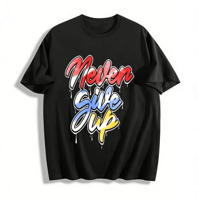 Graffiti Print Color Block T-Shirt Casual Loose Fit For Couples Pure Cotton T-shirt