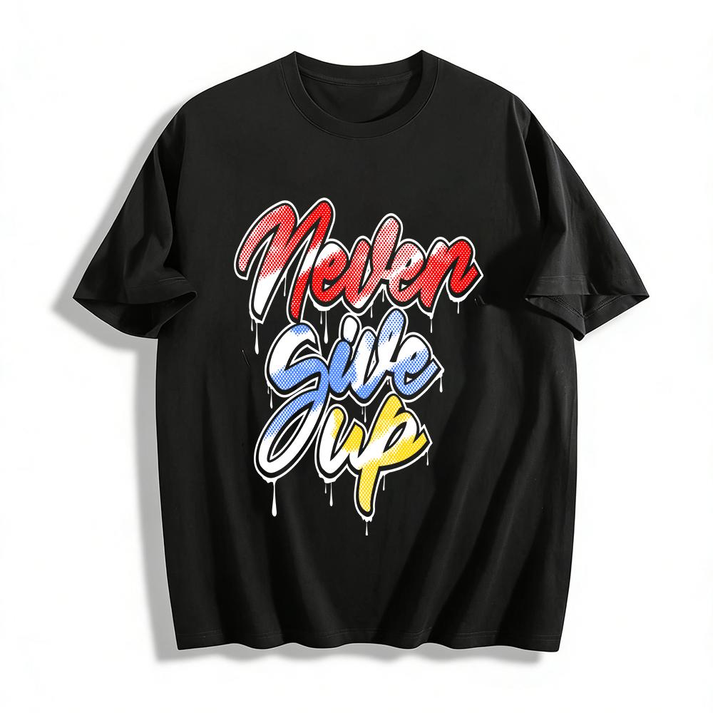 

Graffiti Print Color Block T-Shirt Casual Loose Fit For Couples Pure cotton T-shirt XXS