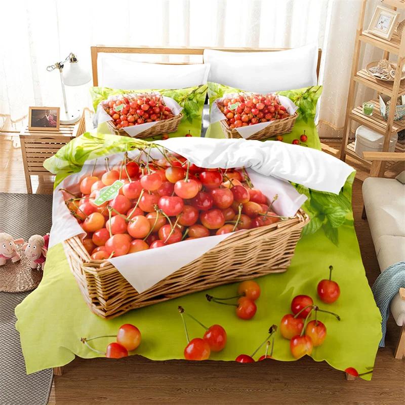 Fruit Duvet Cover Set Queen Size Quilt Covers Double Bed 220x240 3D Single Thin Bedding Set 2PCS 3PCS Pillowcase Full Twin King
