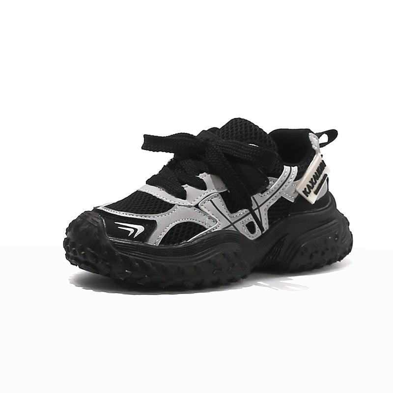 2026New autumn color-blocked sports shoes for girls, mesh running shoes for children, casual shoes for boys