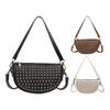 Women PU Leather Studded Underarm Shoulder Bag with Zipper Fashion Shoulder Handbag Adjustable Strap for  Work Daily Use