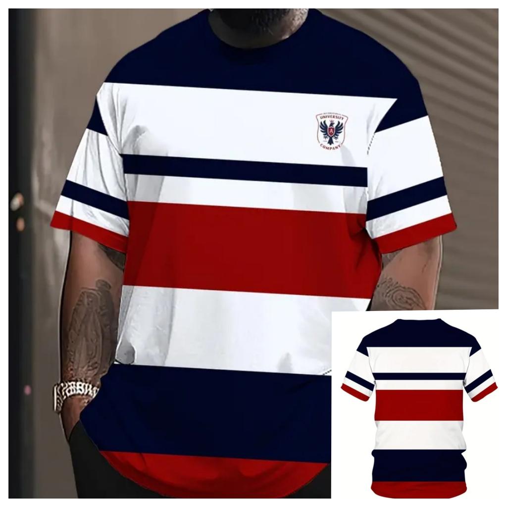 Pánské tričko nadměrné velikosti XL-7XL s krátkým rukávem a kulatým výstřihem, vintage ležérní, velké velikosti