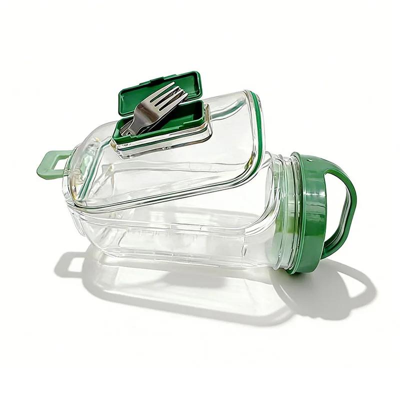 Salad Pod Mason Jar Side Opening Leakproof Vertical Layer On the Go Salad Jar, Salad Container with Separate Dressing Compartmen