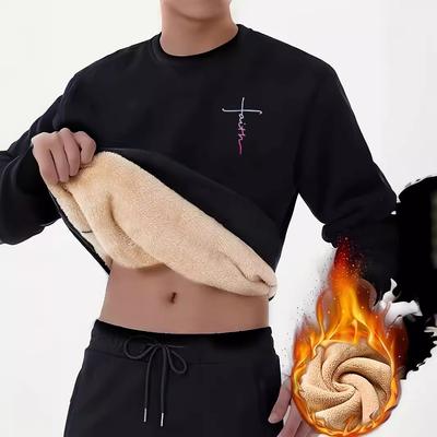Long Sleeve T-Shirt Men's Spring and Autumn Crew Neck Lamb Fleece Autumn Casual Loose Premium Crew Neck Sweater