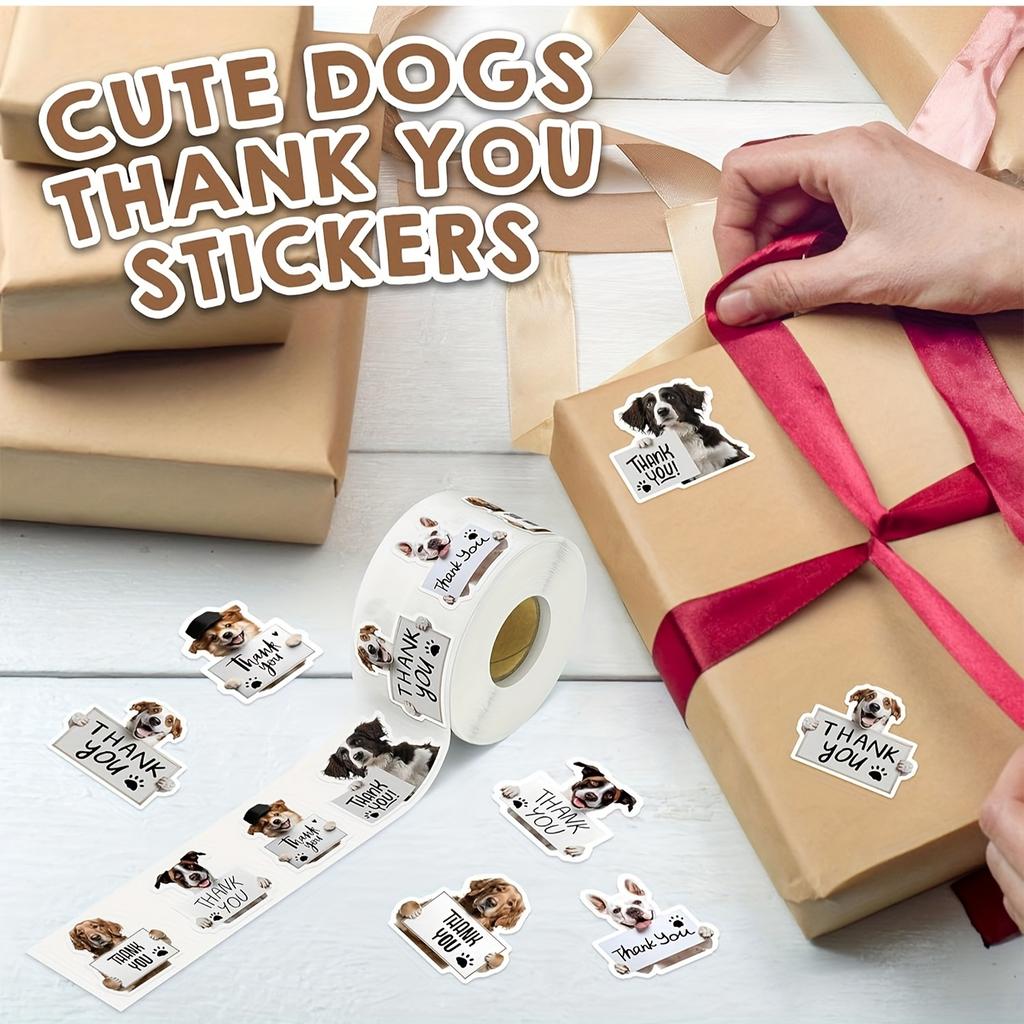 [Cute Dog Stickers] Large-Sized Cute Dog Stickers | Thank You Labels for Sealing Envelopes, DIY Packaging, Craft Decoration, Pet Shops, Hospitals