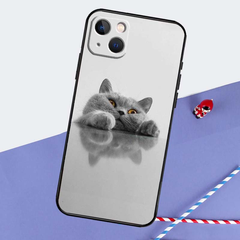 Beautiful Grey British Shorthair Cat Phone Case For iPhone 16 Pro Max 11 13 14 15 Pro Max 12 Mini XR 16 15 Plus 16e Back Cover