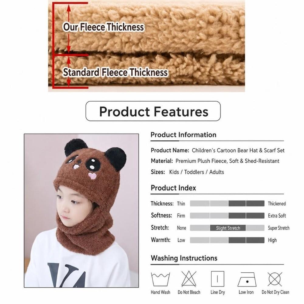 Panda Children Beanie Caps Cartoon Kids Plush Hat Fashion Warm Bonnet Scarf for Girls Boys