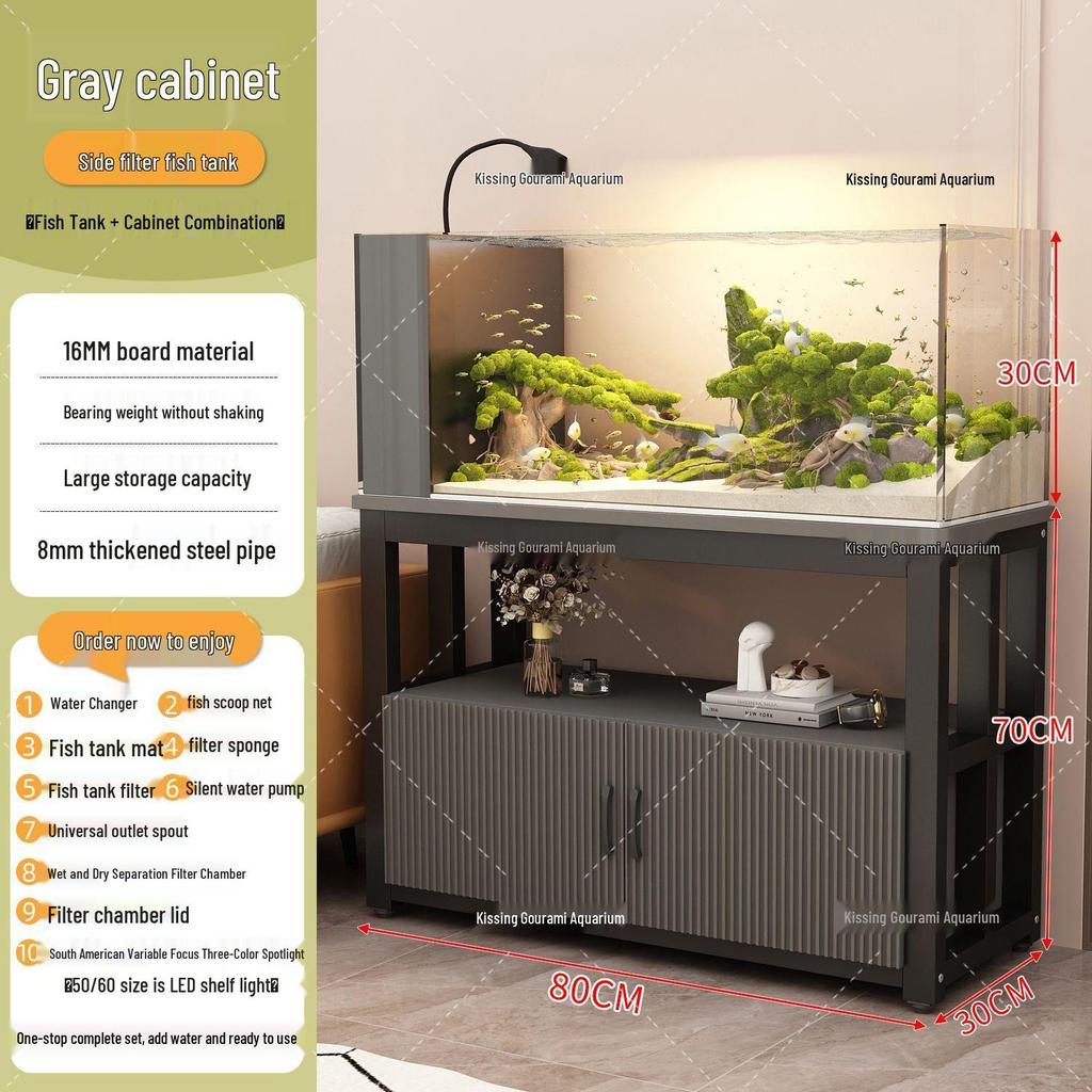 Ultra-Clear Glass Fish Tank with Integrated Stand and No-Change Water System