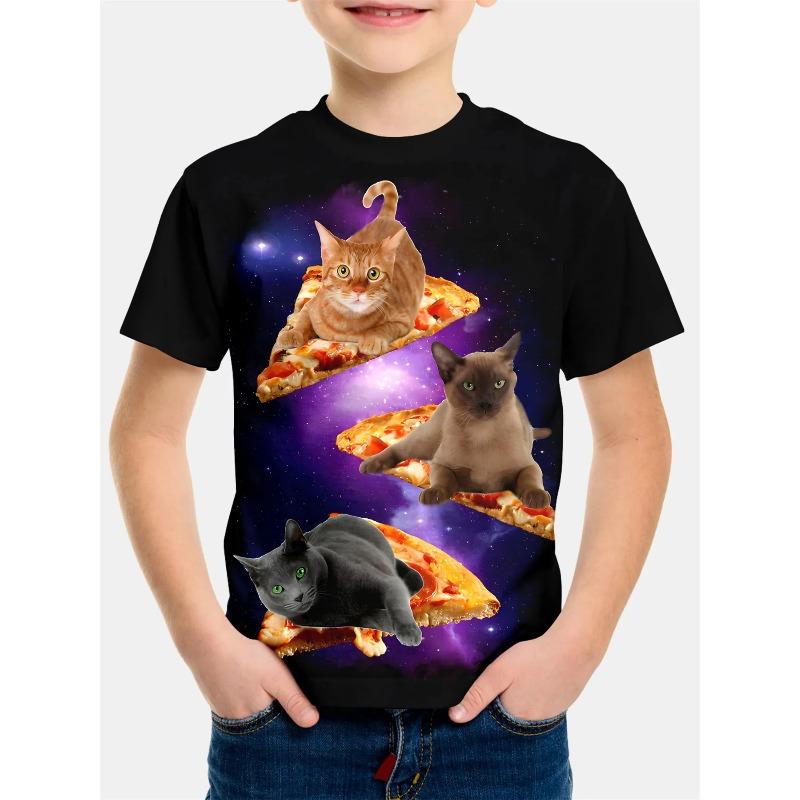 Children Clothes Girl Boys Tshirt Short Sleeve Child T Shirt Kids Summer Clothes 3D Cat Print Cartoon Casual Children's Clothing