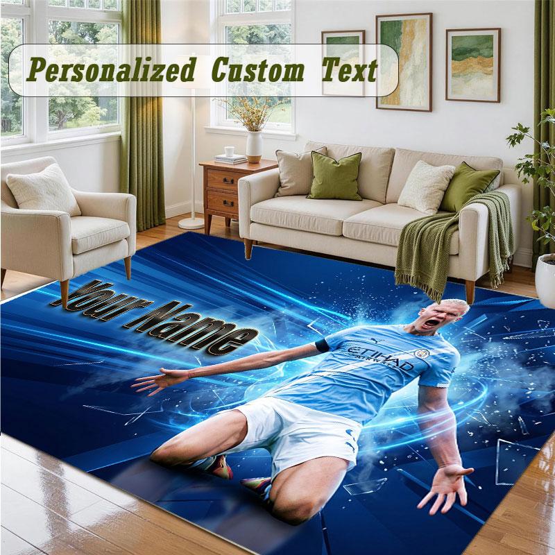 Crystal Velvet Square Rug Custom NameErling Haaland Pattern Non Slip Home Floor Decor Rug