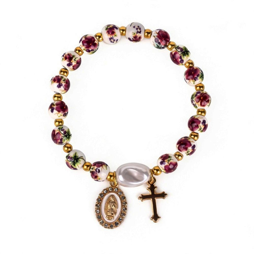 Metal Beaded Elastic Beads Bracelets Bow Ceramics Bracelet Trendy Women Bangle Girls