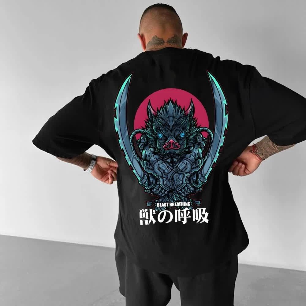 Demon Slayer Inosuke Cosplay Anime Manga T-Shirt Tee Costumes Polyester Unisex M
