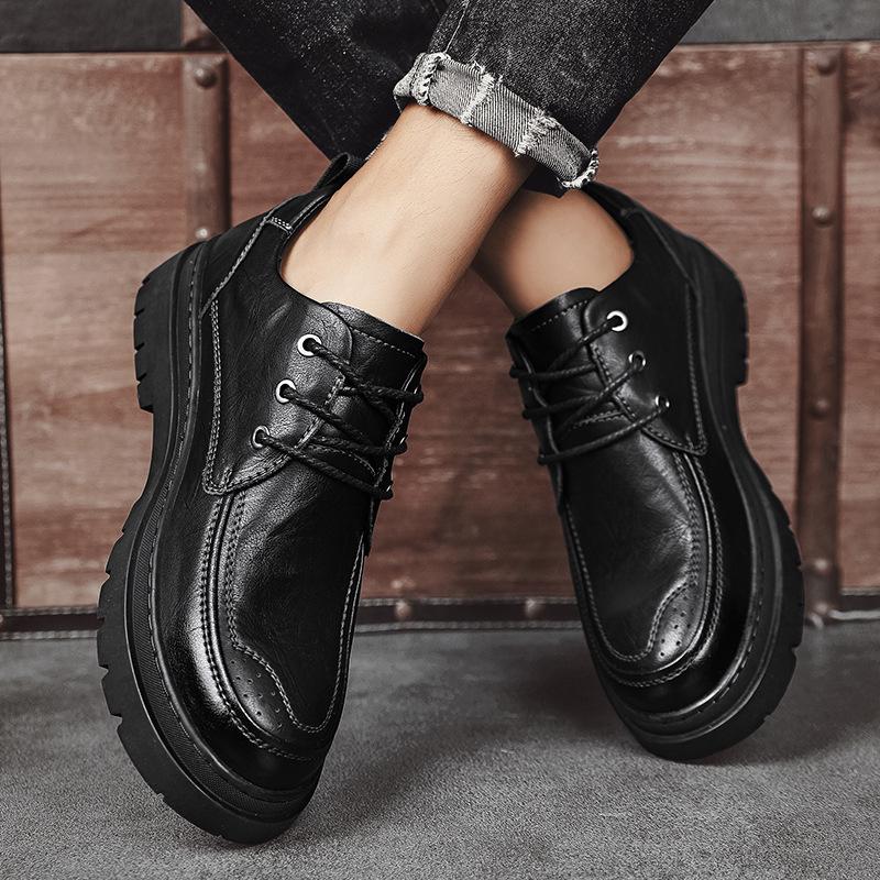 

Мужские повседневные кожаные туфли с круглым носком и увеличивающей рост подошвой на осень 2022 года – низкие кроссовки для улицы и бизнеса 43