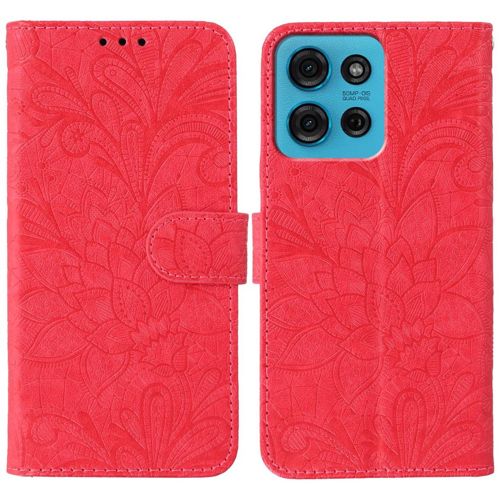 For Motorola Moto G75 5G Case Lace Flowers PU Leather Flip Wallet Phone Cover