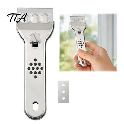 Multi Purpose Cleaning Scraper Spatula with Replaceable Blade, Surface Stainless Steel Metal Scraping Tool Scraper, Multifunction for Glass