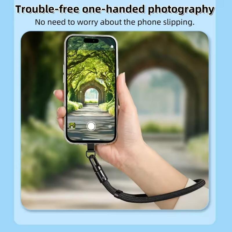 Universal Adjustable Mobile Phone Lanyard Short Wrist Strap with Self-locking Anti-drop Design Durable Polyester Phone Strap